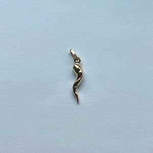 14k Solid Yellow Gold Twisted Cornicello Italian Horn Pendant | Italian horn |
